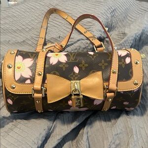 LV Brown and Pink Floral Shoulder Bag